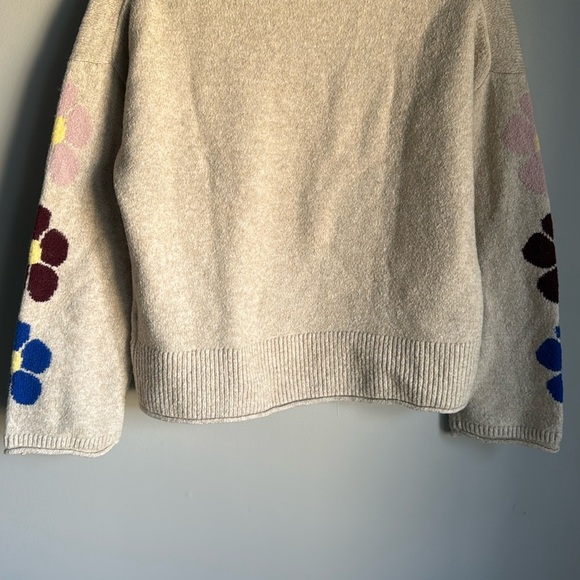 NEW Madewell Belmore Floral-Sleeve Pullover Sweater in Coziest Textured Yarn - Picture 7 of 10